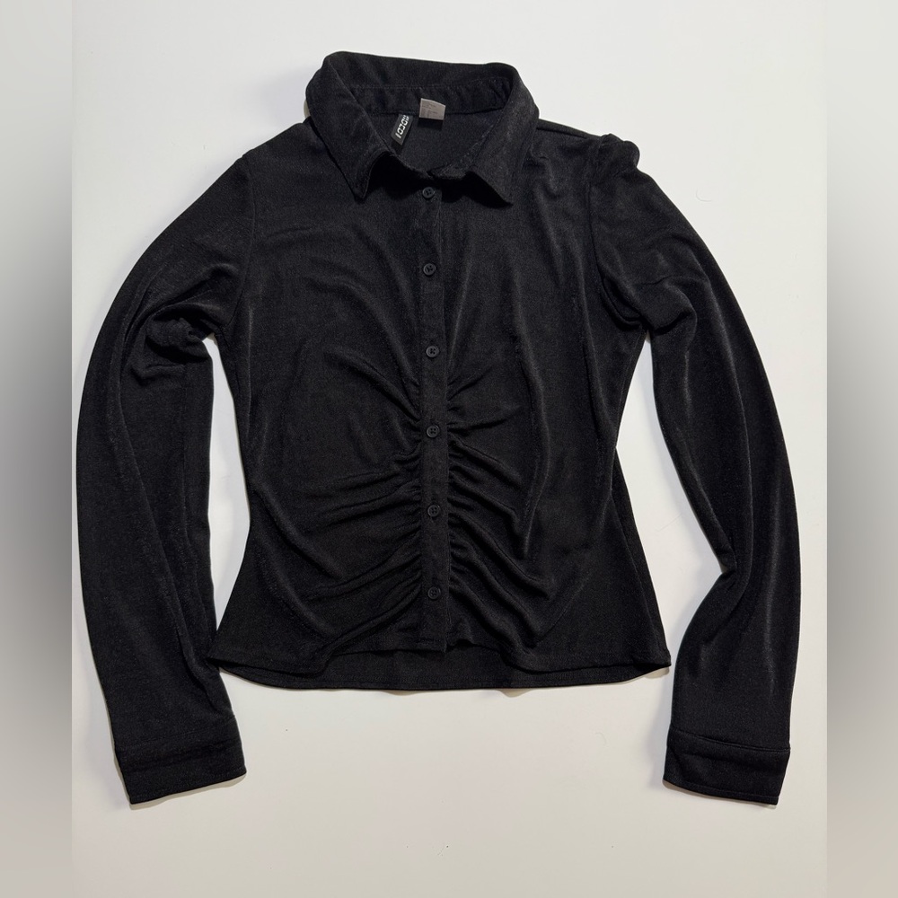 H&M Collar Button Down Airy Jersey Blouse